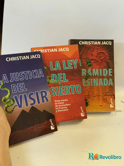 Portada de Lote El juez de Egipto trilogía de Christian Jacq, libro de segunda mano