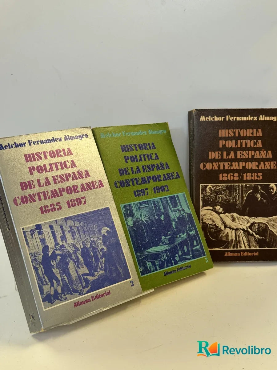 Portada de Lote Historia Politica de la España Contemporánea de Melchor Fernandez Almagro, libro de segunda mano