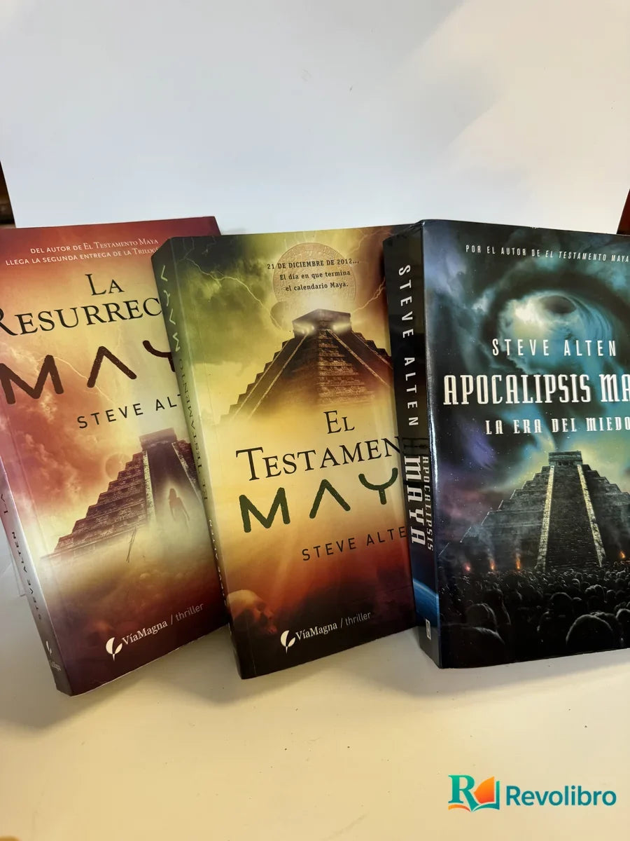 Portada de Lote trilogía el testamento Maya de Steve Alten, libro de segunda mano