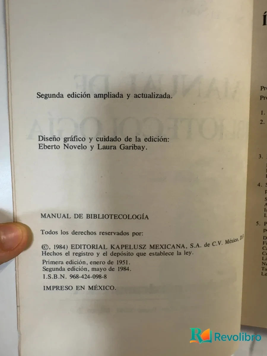 Foto 2 de Manual de Bibliotecología de Josefa E. Sabor, libro de segunda mano