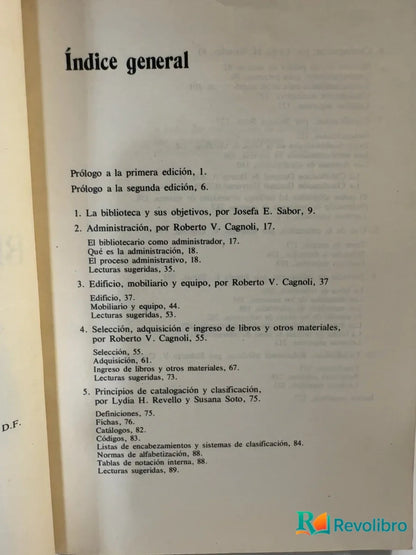 Foto 3 de Manual de Bibliotecología de Josefa E. Sabor, libro de segunda mano