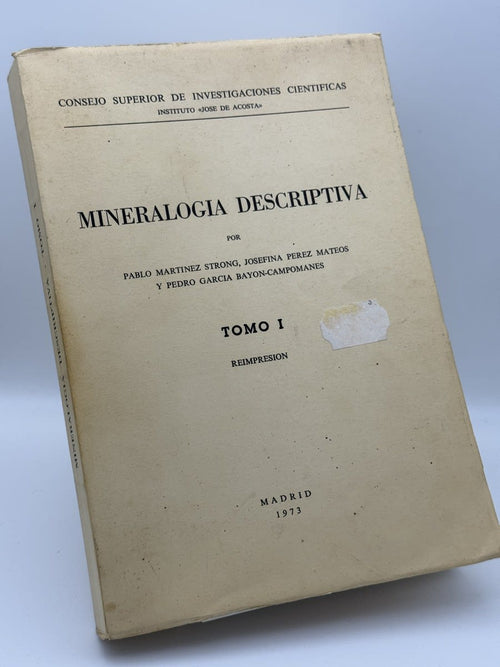 Portada de Mineralogía descriptiva de Pablo Martínez Strong, libro de segunda mano