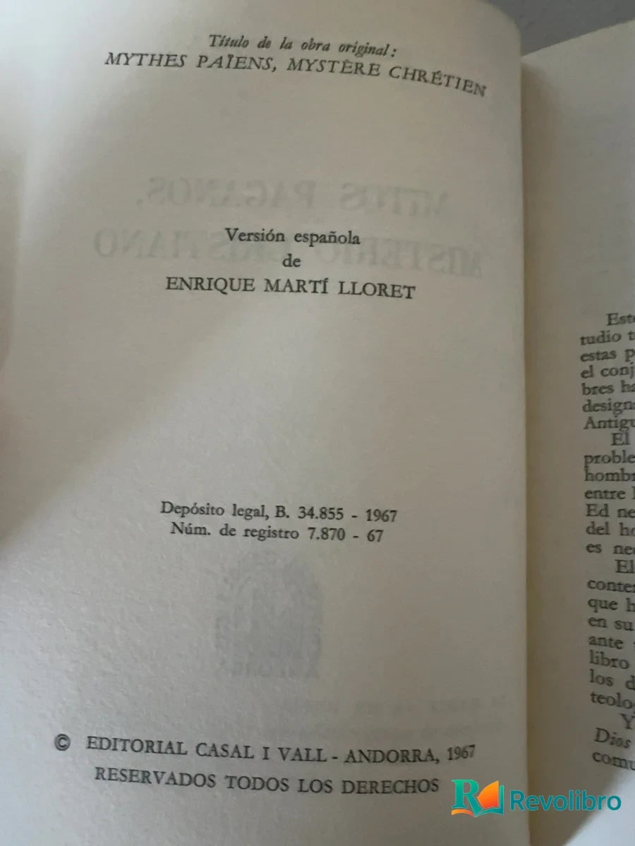 Foto 3 de Mitos, paganos y misterio cristiano de Jean Daniélou, libro de segunda mano