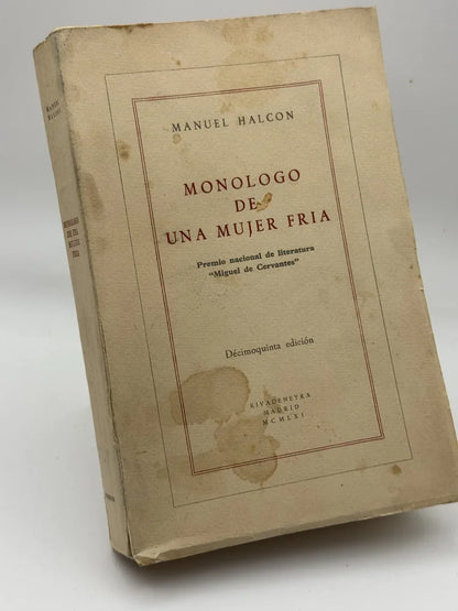 Portada de Monologo de una Mujer Fria de Manuel Halcon, libro de segunda mano