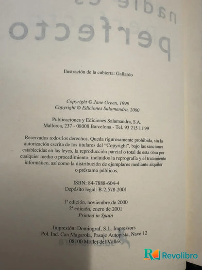 Foto 3 de Nadie Es Perfecto de Jane Green, libro de segunda mano