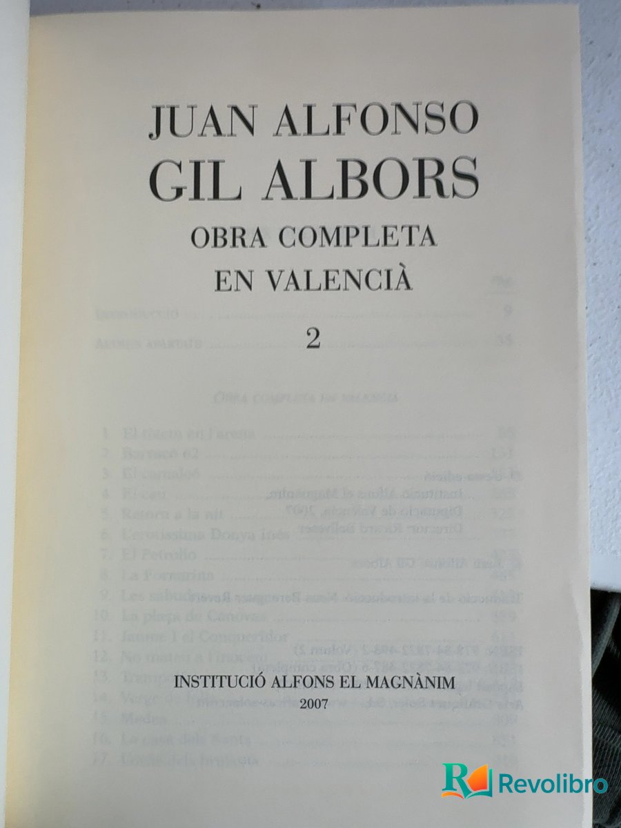 Foto 4 de Obra completa. Volum 2 - 1ª edición de Juan Alfonso Gil Albors, libro de segunda mano