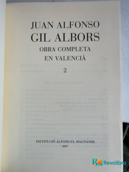 Foto 4 de Obra completa. Volum 2 - 1ª edición de Juan Alfonso Gil Albors, libro de segunda mano