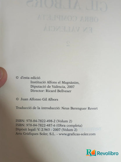 Foto 5 de Obra completa. Volum 2 - 1ª edición de Juan Alfonso Gil Albors, libro de segunda mano