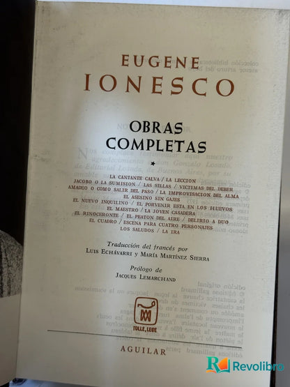 Foto 4 de Obras Completas  tomo 1 de Eugene Ionesco, libro de segunda mano