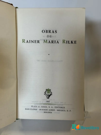 Portada de Obras de Rainer Maria Rilke, libro de segunda mano