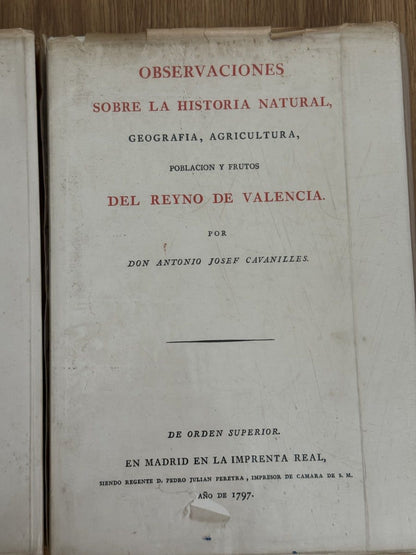 Foto 3 de Observaciones sobre la historia natural, geografí... - Don Antonio Josef Cavanil de Don Antonio Josef Cavanilles, libro de segunda mano