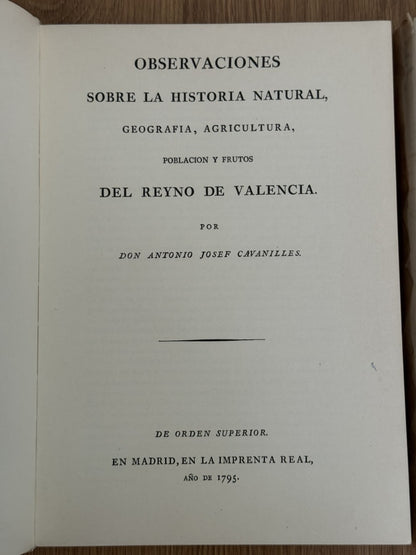 Foto 4 de Observaciones sobre la historia natural, geografí... - Don Antonio Josef Cavanil de Don Antonio Josef Cavanilles, libro de segunda mano