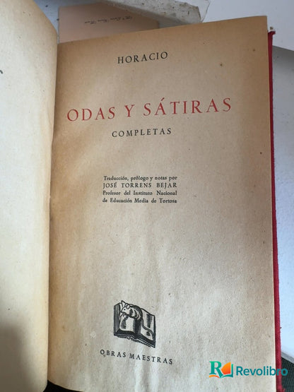Foto 3 de Odas y sátiras completas - 1ª edición de Horacio, libro de segunda mano