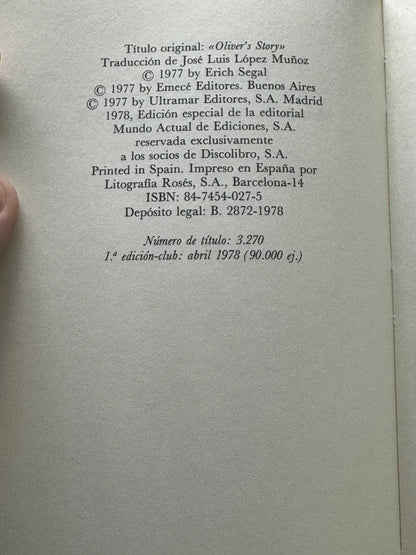 Foto 2 de Oliver's story de Erich Segal, libro de segunda mano