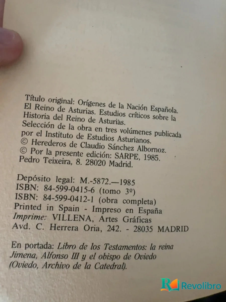 Foto 4 de Orígenes de la nación española - 1ª edición de Claudio Sánchez Albornoz, libro de segunda mano