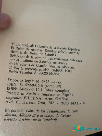 Foto 4 de Orígenes de la nación española - 1ª edición de Claudio Sánchez Albornoz, libro de segunda mano