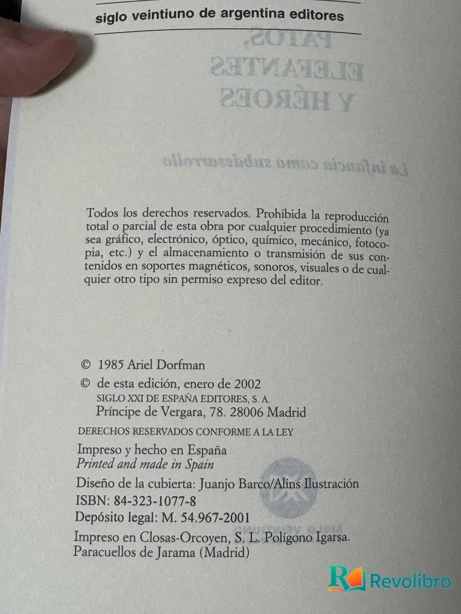 Foto 2 de Patos, Elefantes y Héroes de Ariel Dorfman, libro de segunda mano