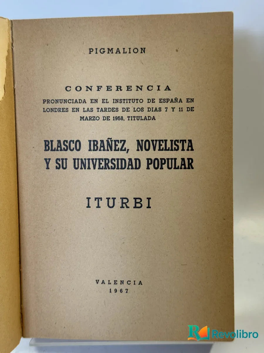 Foto 2 de Pigmalion de Blasco Ibañez, libro de segunda mano