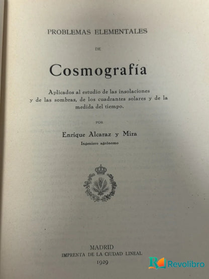 Foto 2 de Problemas elementales de Cosmografía de Enrique Alcázar y Mira, libro de segunda mano