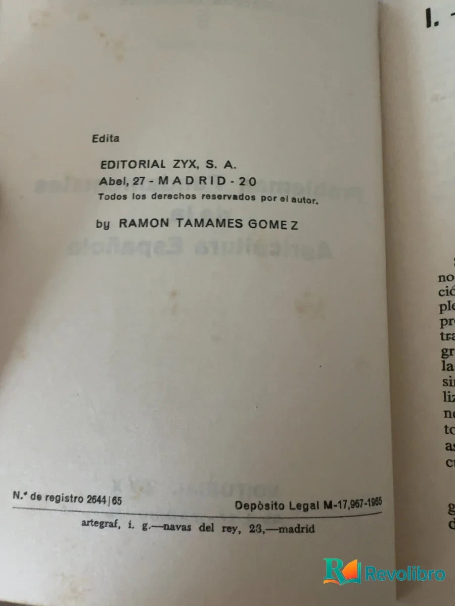 Foto 3 de ¡Problemas fundamentales de la Agricultura española de Ramón Tamanes, libro de segunda mano