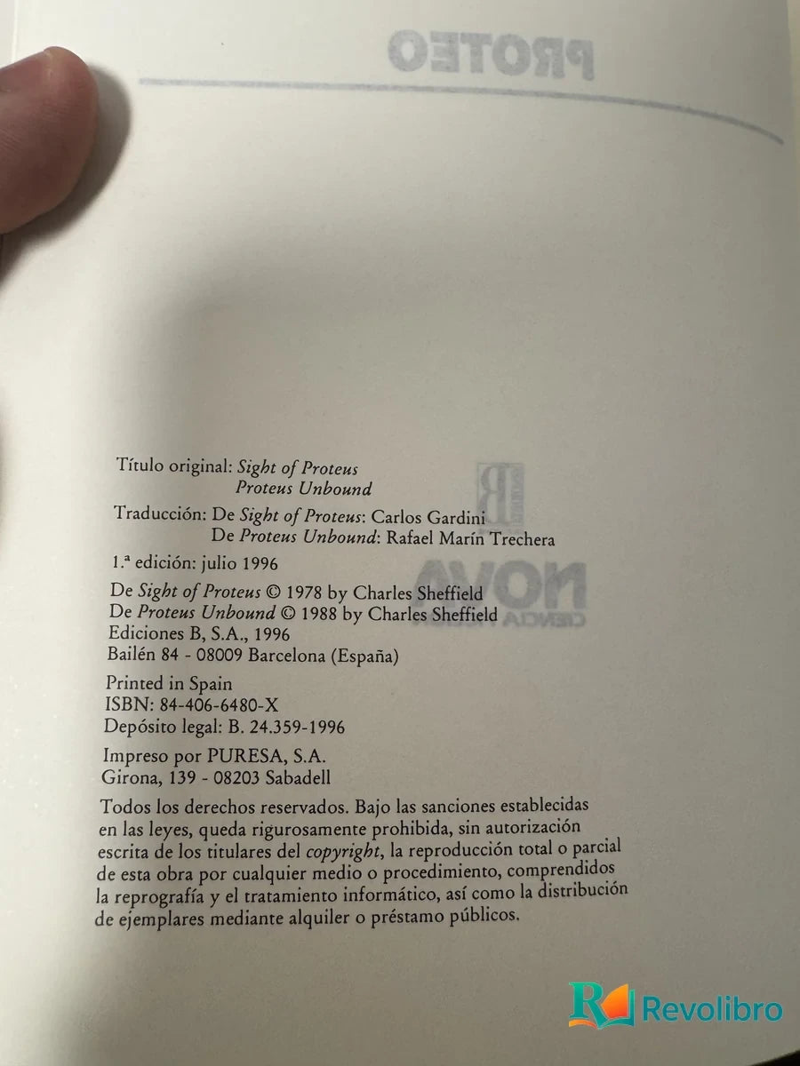 Foto 2 de Proteo de Charles Sheffield, libro de segunda mano