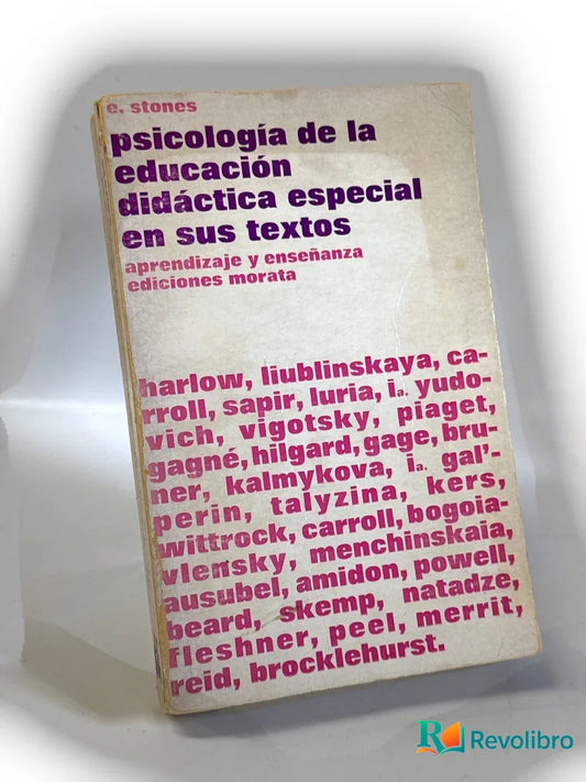 Portada de Psicología de la educación didáctica especial en sus textos - 1ª edición de E. Stones, libro de segunda mano