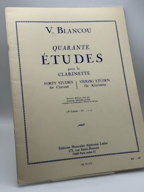 Portada de Quarente études pour la clarinette - V. Blancou de V. Blancou, libro de segunda mano