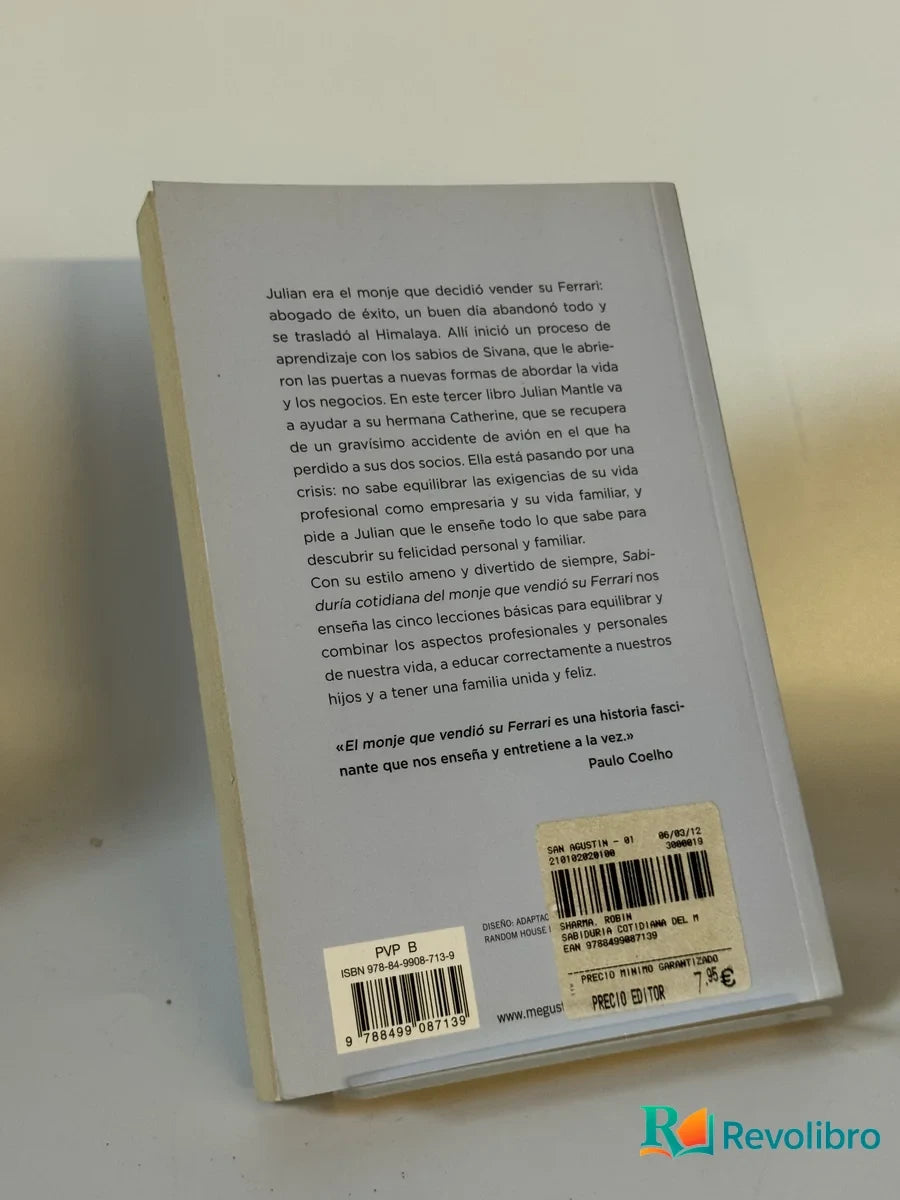 Foto 2 de Sabiduría Cotidiana del Monje Que Vendió Su Ferrari de Robin Sharma, libro de segunda mano