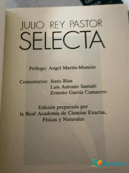 Foto 3 de Selecta de Julio Rey Pastor, libro de segunda mano