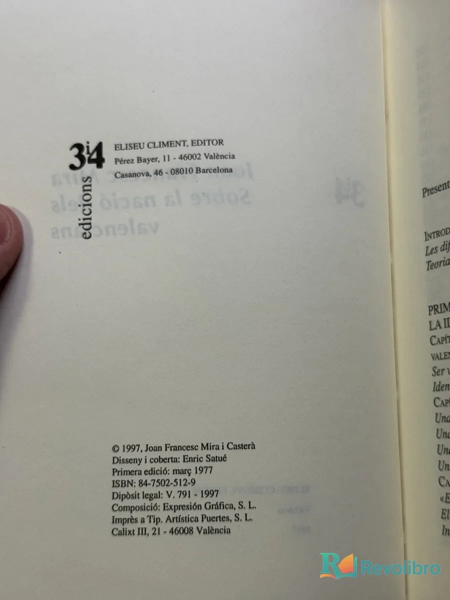 Foto 2 de Sobre la nació dels valencians de Joan F. Mira, libro de segunda mano