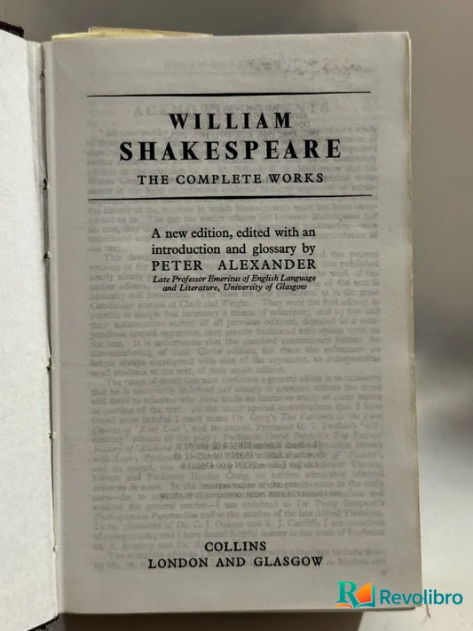 Portada de The Complete Works de William Shakespeare, libro de segunda mano