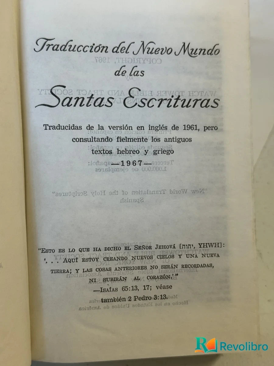 Foto 2 de Traducción del Nuevo Mundo de las Santas Escrituras de no disponible, libro de segunda mano