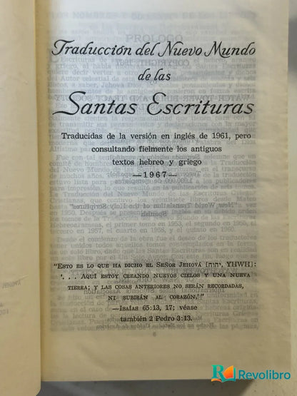 Foto 2 de Traducción del Nuevo Mundo de las Santas Escrituras de no disponible, libro de segunda mano