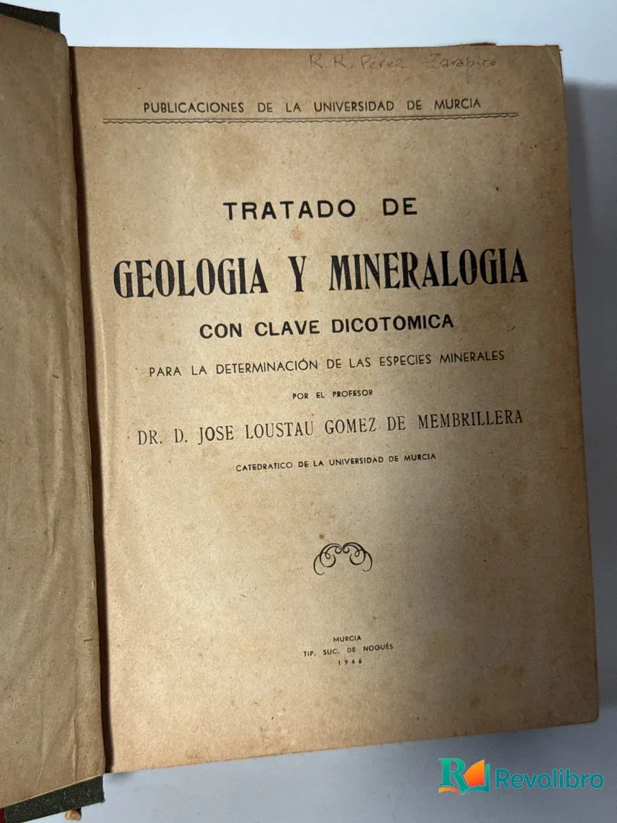 Portada de Tratado de geología y mineralogía de Dr. D. Jose Loustaou Gomez de Membrilleria, libro de segunda mano
