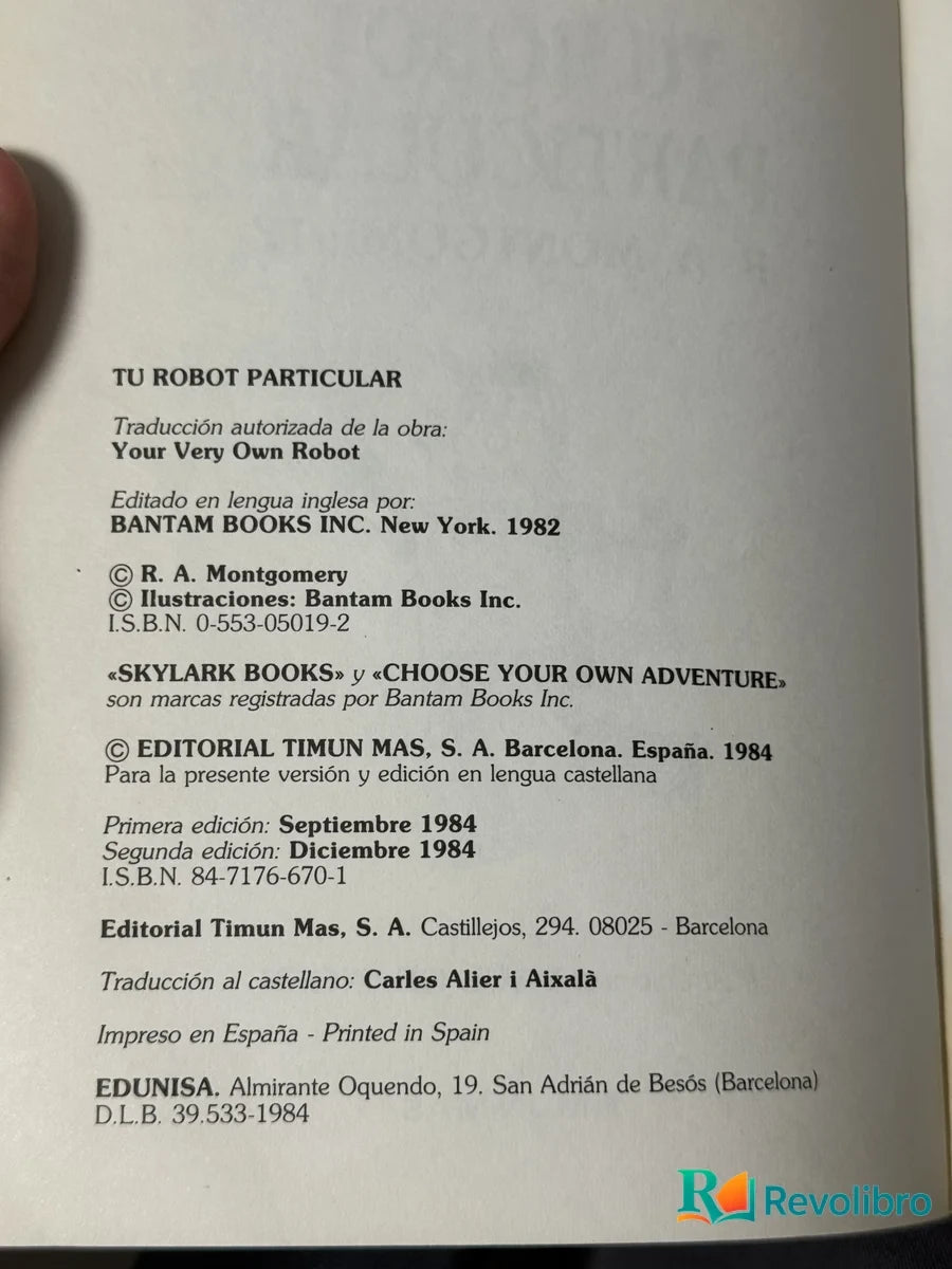 Foto 2 de Tu Robot Particular de R. A. Montgomery, libro de segunda mano