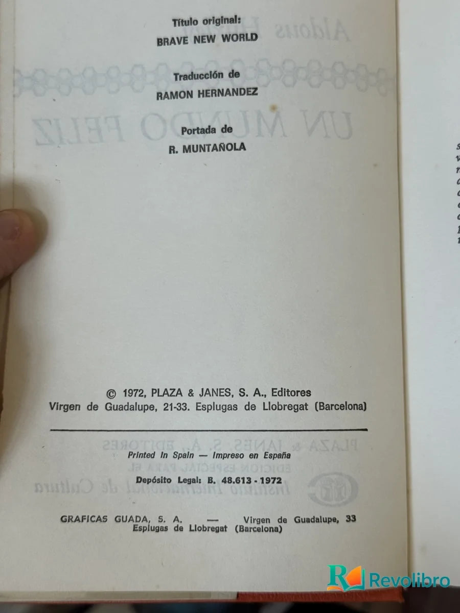 Foto 2 de Un Mundo Feliz de Aldous Huxley, libro de segunda mano