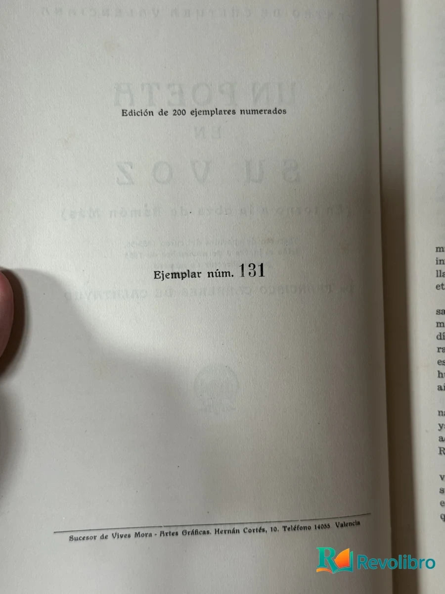 Foto 2 de Un Poeta en Su Voz de Dr. Francisco Carreres de Calatayud, libro de segunda mano