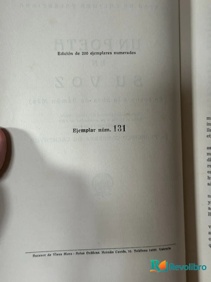 Foto 2 de Un Poeta en Su Voz de Dr. Francisco Carreres de Calatayud, libro de segunda mano