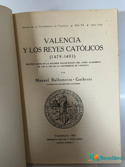 Foto 2 de Valencia y los Reyes Católicos (1479-1493) de Manuel Ballesteros-Gaibrois, libro de segunda mano