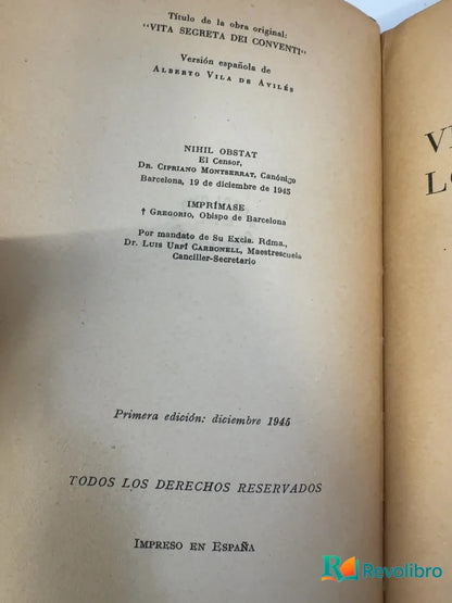 Foto 4 de Vida secreta de los conventos - 1ª edición de Attilio Crepas, libro de segunda mano