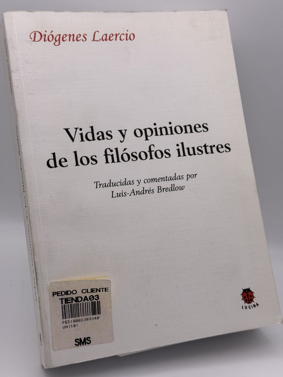 Portada de Vidas y opiniones de los filósofos ilustres de Diógenes Laercio, libro de segunda mano
