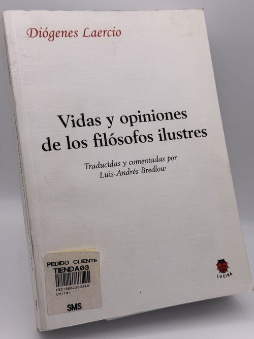 Portada de Vidas y opiniones de los filósofos ilustres de Diógenes Laercio, libro de segunda mano
