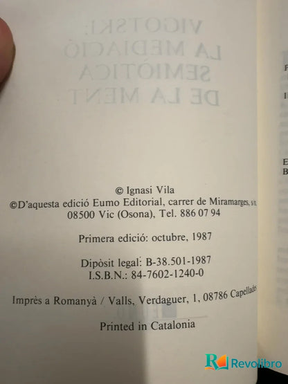 Foto 3 de Vigotski: la mediació semiòtica de la ment - 1ª edición de Ignasi Vila, libro de segunda mano